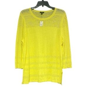 Talbots Lightweight Sweater 3/4 Sleeves Yellow Women's Top